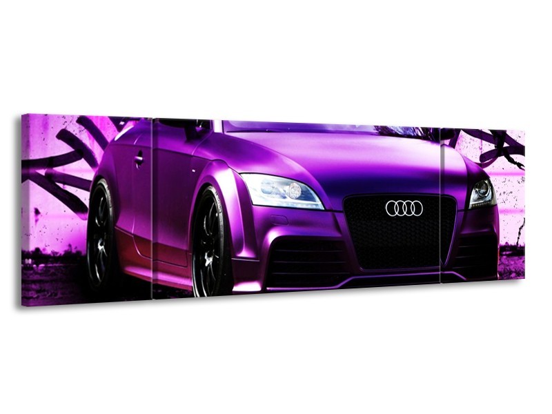 Glas schilderij Audi | Paars, Zwart, Wit | 170x50cm 3Luik