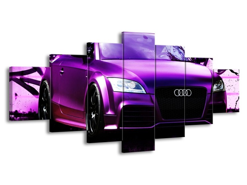 Glas schilderij Audi | Paars, Zwart, Wit | 210x100cm 7Luik