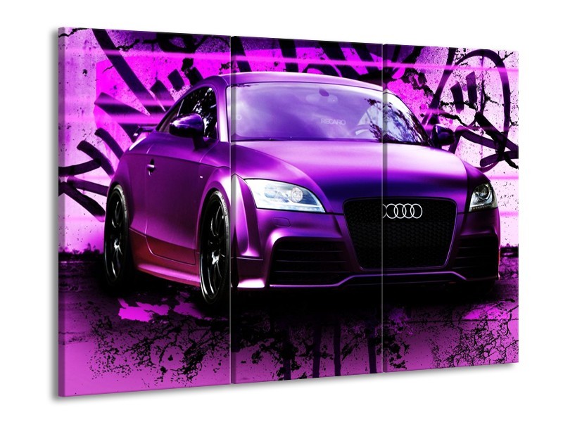 Glas schilderij Audi | Paars, Zwart, Wit | 90x60cm 3Luik