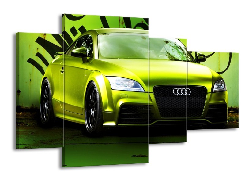 Glas schilderij Audi | Groen, Zwart | 120x75cm 4Luik