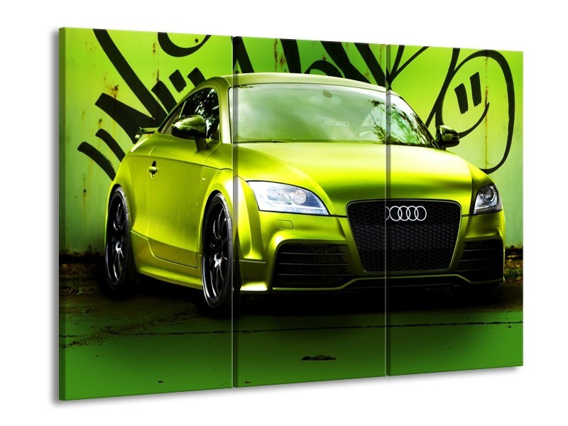 Glas schilderij Audi | Groen, Zwart | 90x60cm 3Luik