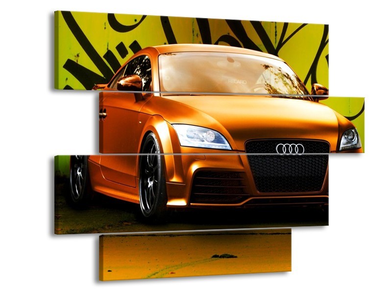 Glas schilderij Audi | Bruin, Groen, Zwart | 115x85cm 4Luik