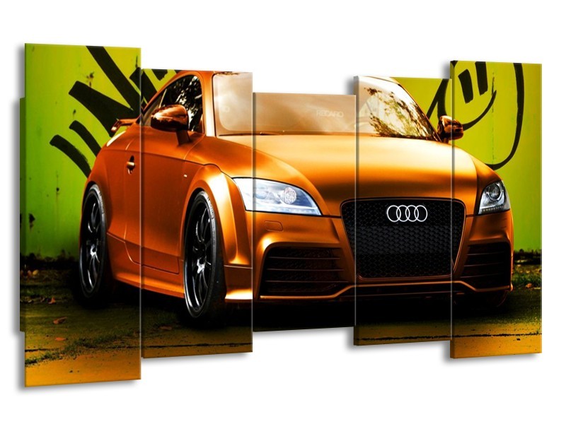 Canvas schilderij Audi | Bruin, Groen, Zwart | 150x80cm 5Luik