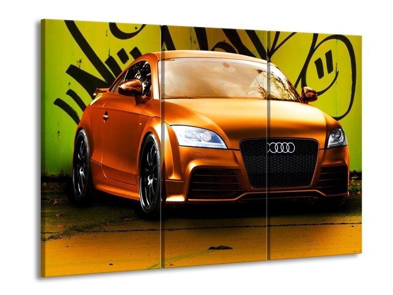 Glas schilderij Audi | Bruin, Groen, Zwart | 90x60cm 3Luik
