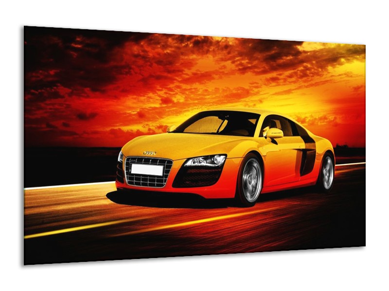 Glas schilderij Audi | Geel, Oranje, Zwart | 120x70cm 1Luik
