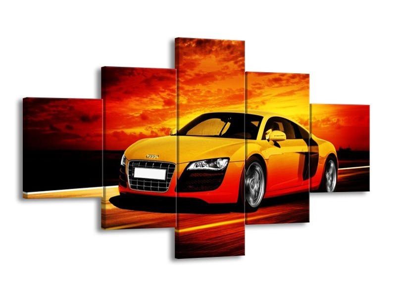 Glas schilderij Audi | Geel, Oranje, Zwart | 125x70cm 5Luik