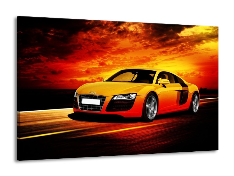 Glas schilderij Audi | Geel, Oranje, Zwart | 140x90cm 1Luik