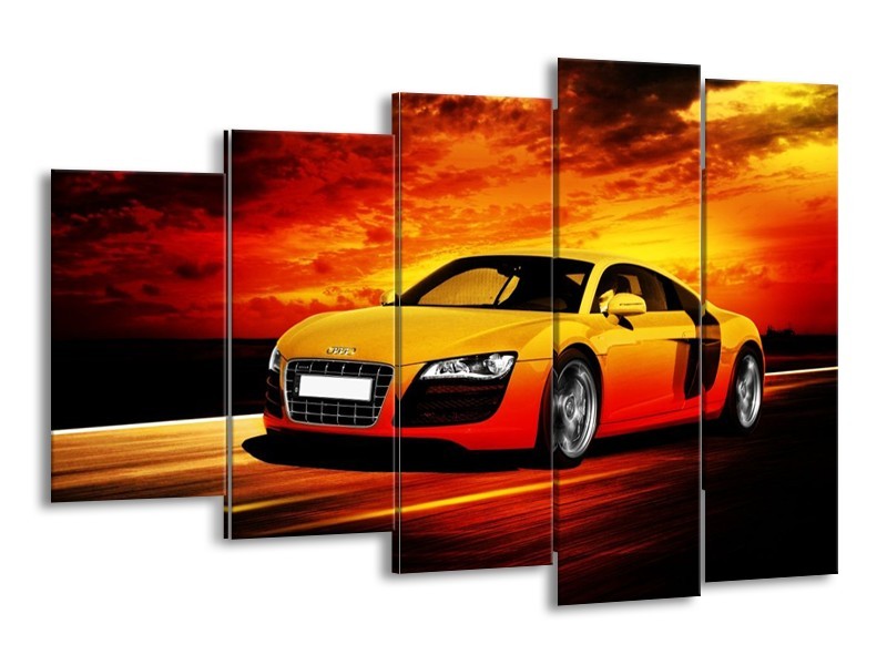 Glas schilderij Audi | Geel, Oranje, Zwart | 150x100cm 5Luik