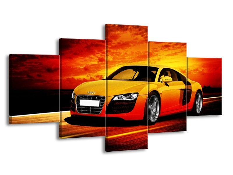 Glas schilderij Audi | Geel, Oranje, Zwart | 150x80cm 5Luik