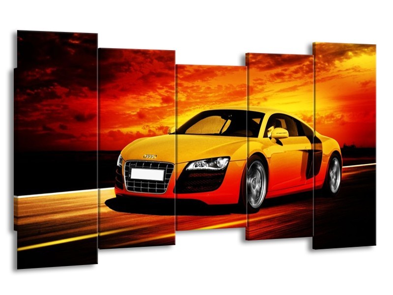 Glas schilderij Audi | Geel, Oranje, Zwart | 150x80cm 5Luik