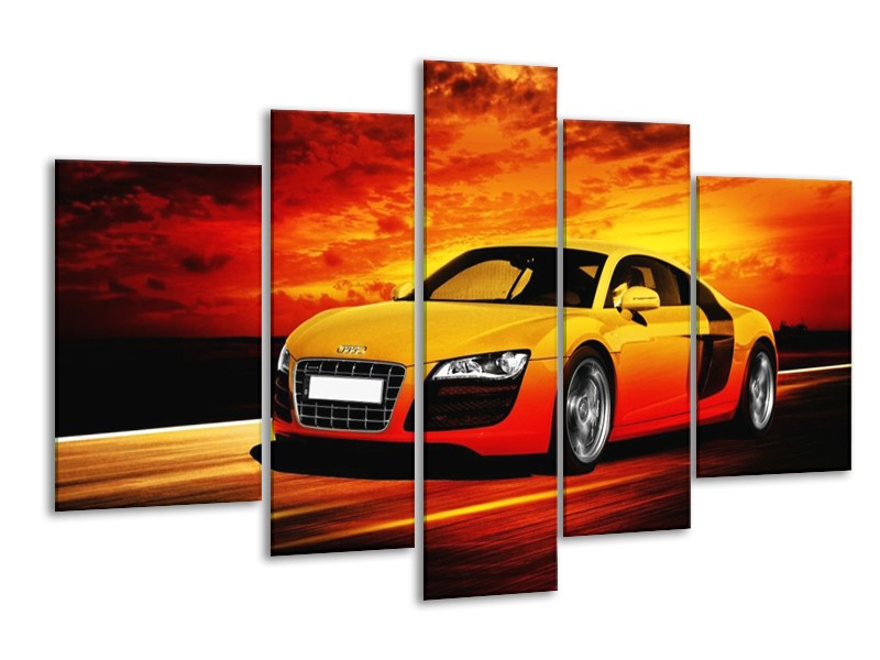 Glas schilderij Audi | Geel, Oranje, Zwart | 170x100cm 5Luik