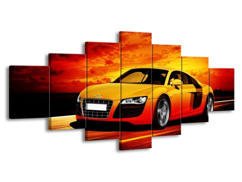 Glas schilderij Audi | Geel, Oranje, Zwart | 210x100cm 7Luik