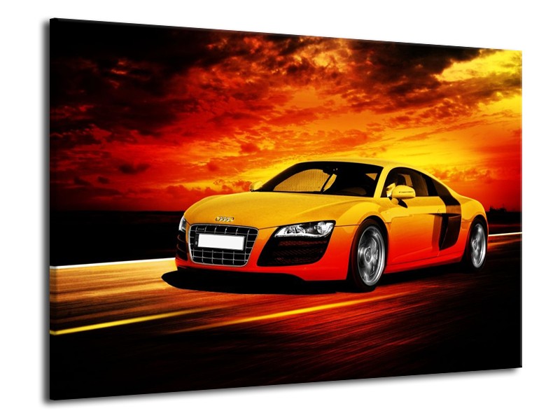 Glas schilderij Audi | Geel, Oranje, Zwart | 70x50cm 1Luik
