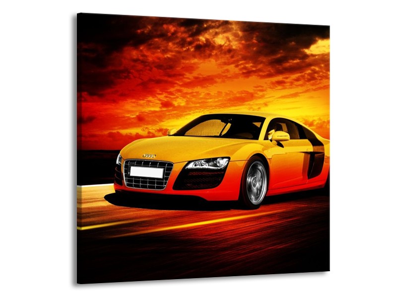 Glas schilderij Audi | Geel, Oranje, Zwart | 70x70cm 1Luik