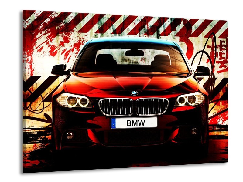 Canvas schilderij BMW | Zwart, Rood, Wit | 100x70cm 1Luik