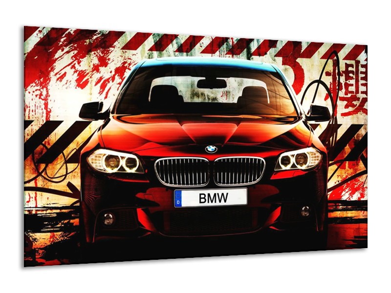 Glas schilderij BMW | Zwart, Rood, Wit | 120x70cm 1Luik