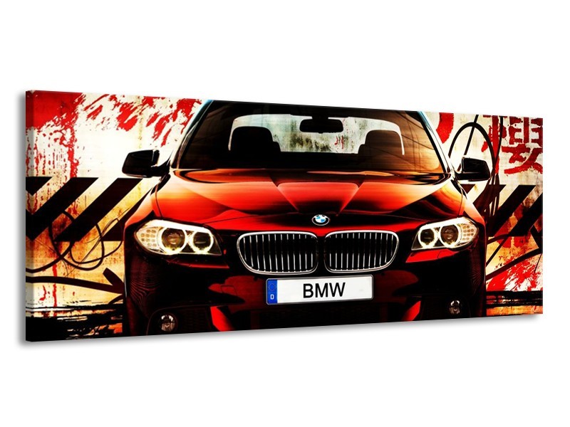 Glas schilderij BMW | Zwart, Rood, Wit | 145x58cm 1Luik