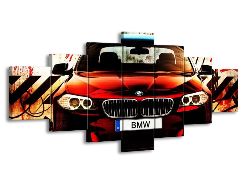 Glas schilderij BMW | Zwart, Rood, Wit | 210x100cm 7Luik