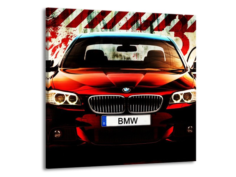 Glas schilderij BMW | Zwart, Rood, Wit | 50x50cm 1Luik