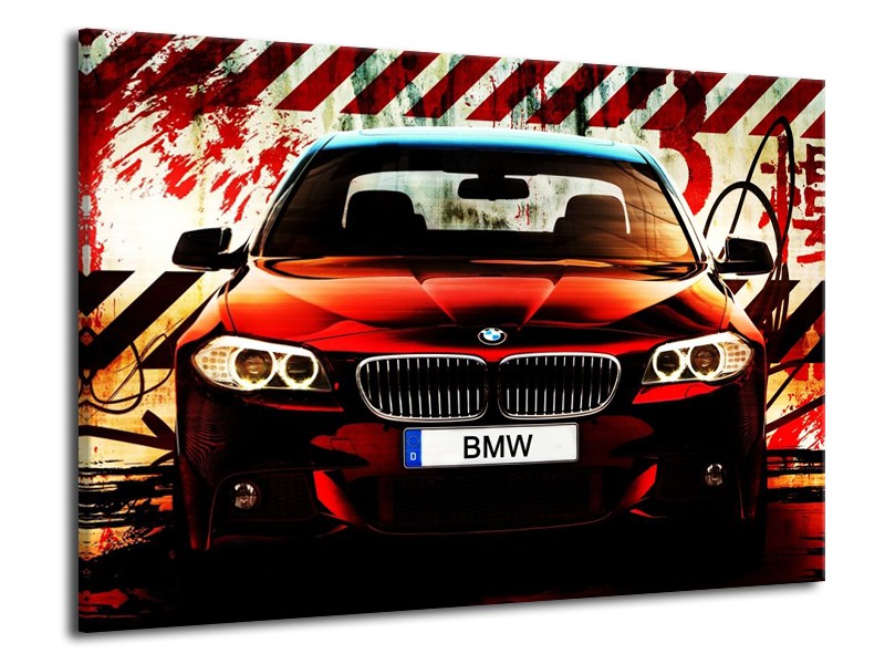 Glas schilderij BMW | Zwart, Rood, Wit | 70x50cm 1Luik