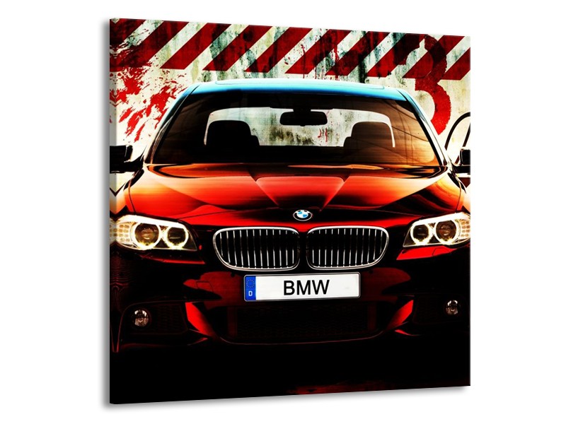 Glas schilderij BMW | Zwart, Rood, Wit | 70x70cm 1Luik