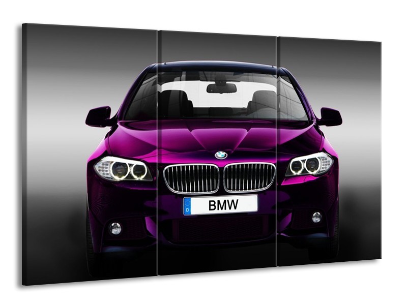 Canvas schilderij BMW | Paars, Grijs | 165x100cm 3Luik