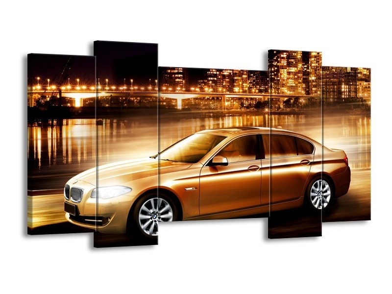 Glas schilderij BMW | Geel, Goud, Zwart | 120x65cm 5Luik