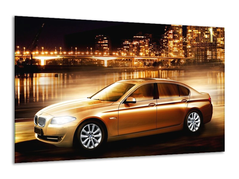 Glas schilderij BMW | Geel, Goud, Zwart | 120x70cm 1Luik