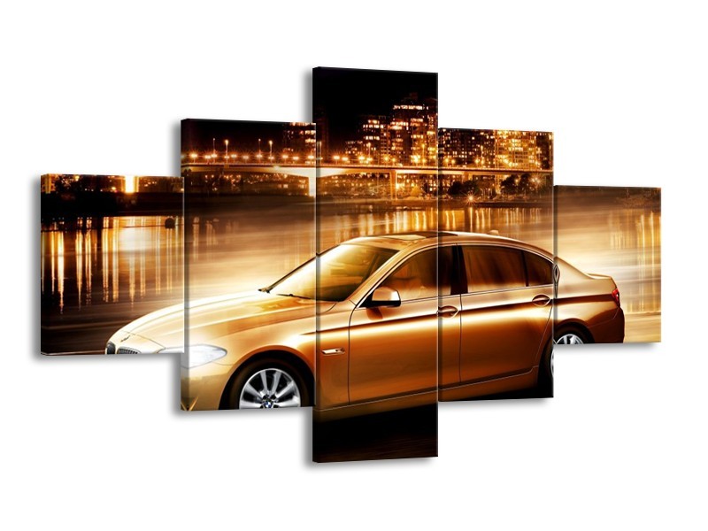 Glas schilderij BMW | Geel, Goud, Zwart | 125x70cm 5Luik