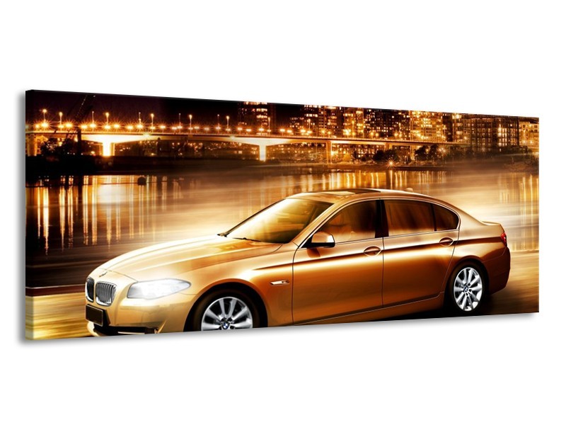 Glas schilderij BMW | Geel, Goud, Zwart | 145x58cm 1Luik