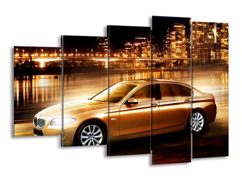 Glas schilderij BMW | Geel, Goud, Zwart | 150x100cm 5Luik