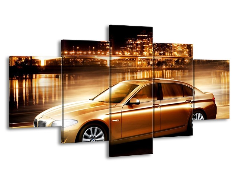 Glas schilderij BMW | Geel, Goud, Zwart | 150x80cm 5Luik