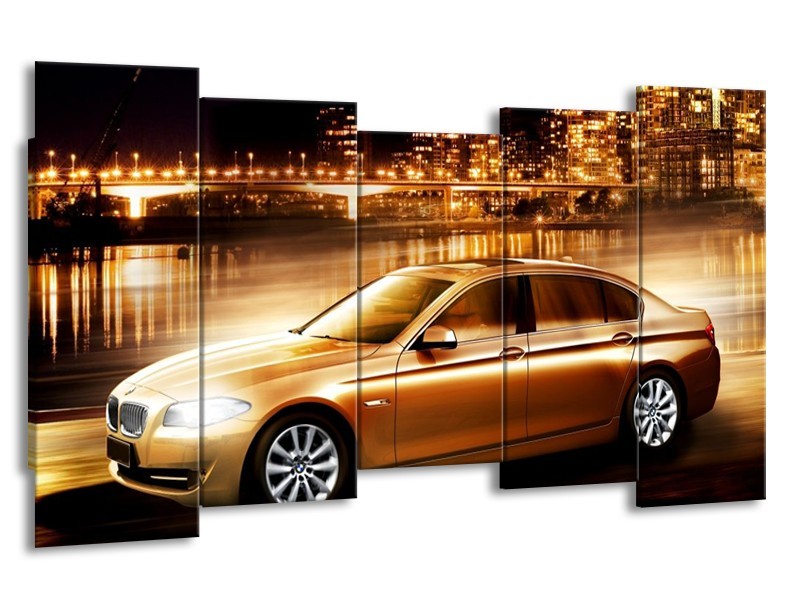 Glas schilderij BMW | Geel, Goud, Zwart | 150x80cm 5Luik