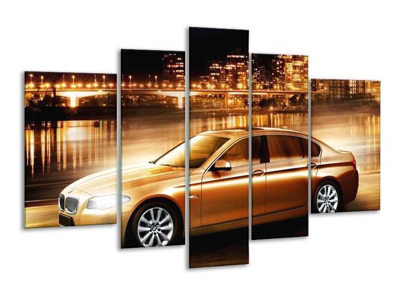 Glas schilderij BMW | Geel, Goud, Zwart | 170x100cm 5Luik