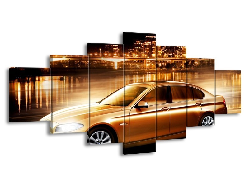 Glas schilderij BMW | Geel, Goud, Zwart | 210x100cm 7Luik