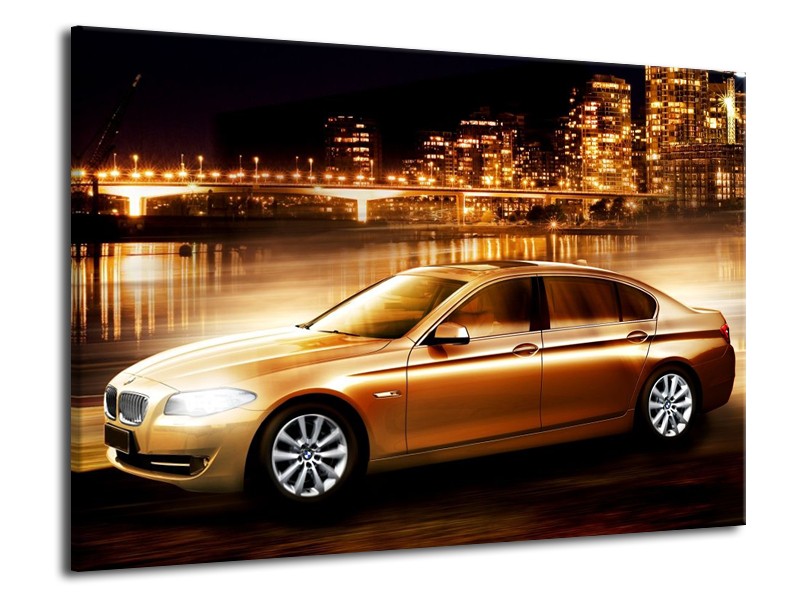 Glas schilderij BMW | Geel, Goud, Zwart | 70x50cm 1Luik