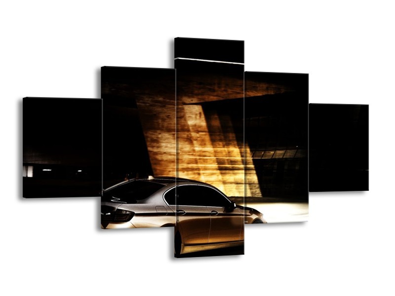 Glas schilderij BMW | Zwart, Goud, Wit | 125x70cm 5Luik