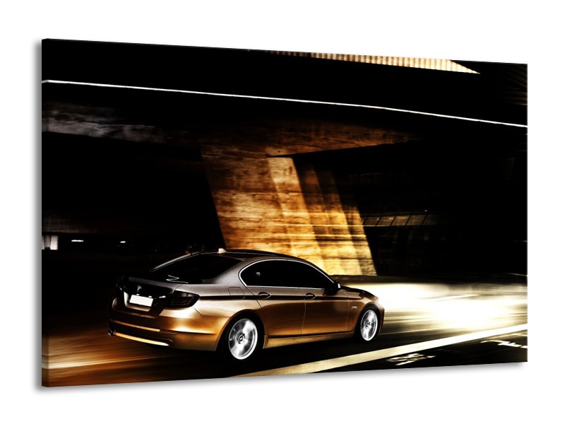 Glas schilderij BMW | Zwart, Goud, Wit | 140x90cm 1Luik