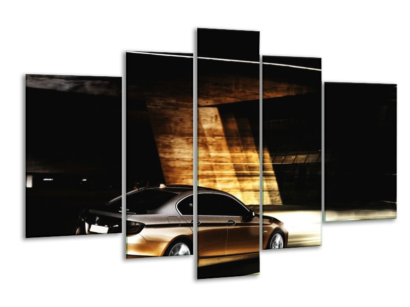 Glas schilderij BMW | Zwart, Goud, Wit | 170x100cm 5Luik