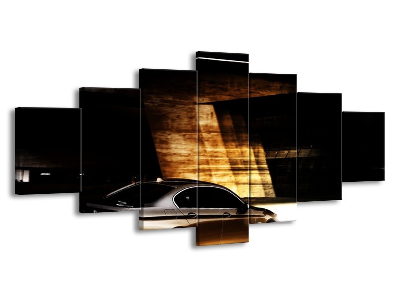 Glas schilderij BMW | Zwart, Goud, Wit | 210x100cm 7Luik