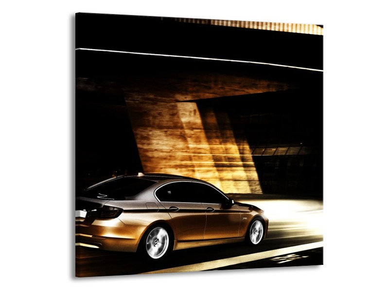 Glas schilderij BMW | Zwart, Goud, Wit | 70x70cm 1Luik