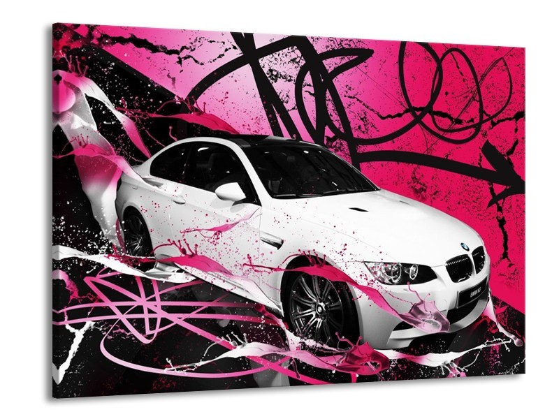 Glas schilderij BMW | Paars, Rood, Wit | 100x70cm 1Luik