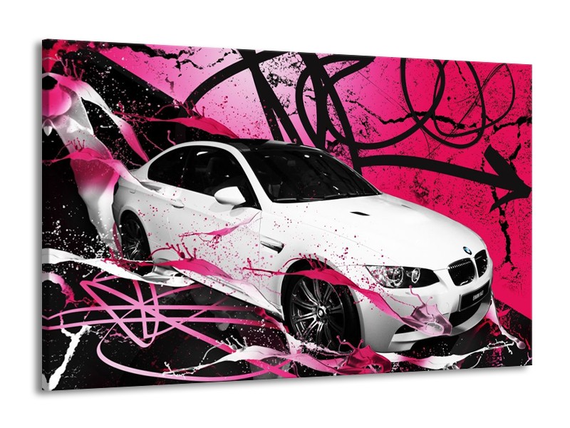 Glas schilderij BMW | Paars, Rood, Wit | 140x90cm 1Luik