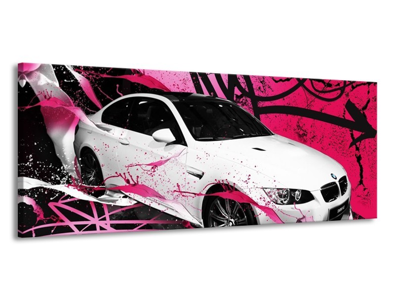 Glas schilderij BMW | Paars, Rood, Wit | 145x58cm 1Luik