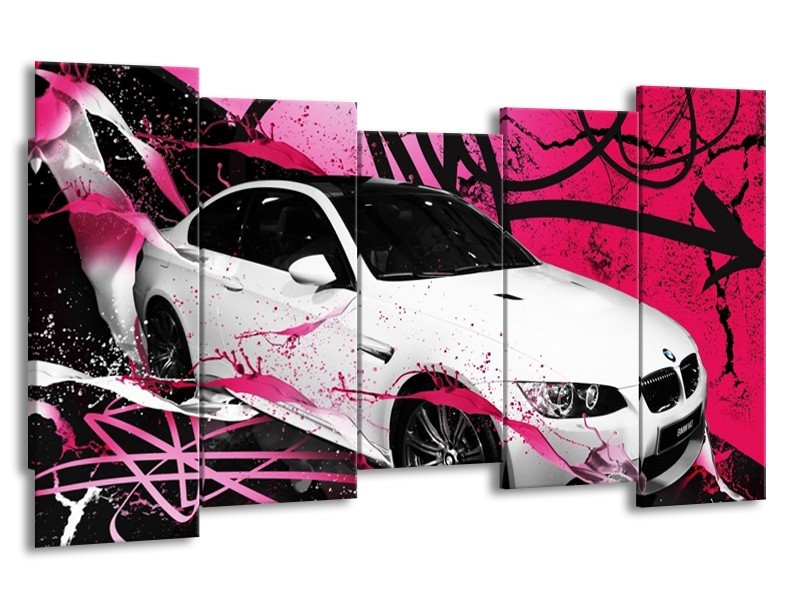 Glas schilderij BMW | Paars, Rood, Wit | 150x80cm 5Luik