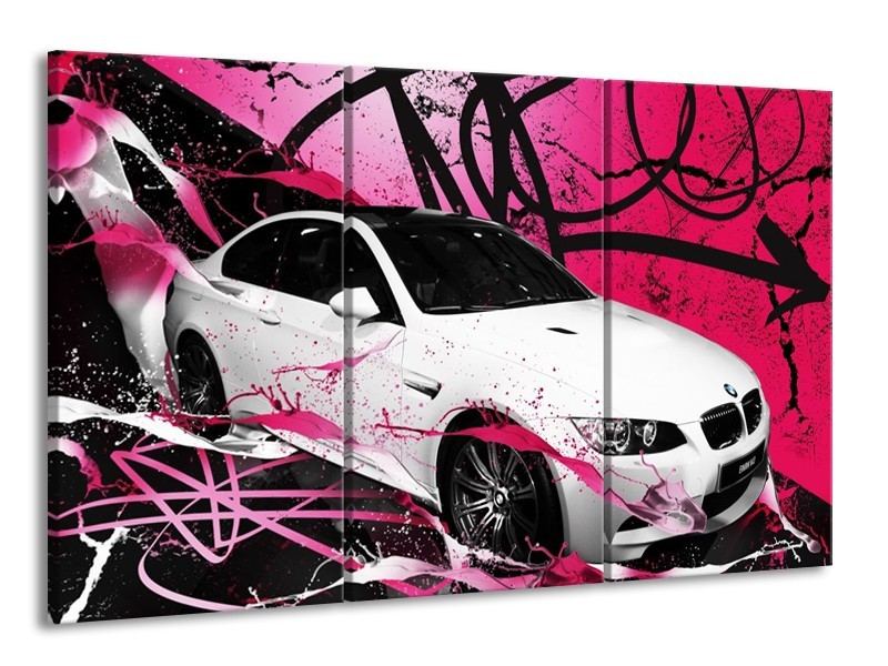 Glas schilderij BMW | Paars, Rood, Wit | 165x100cm 3Luik