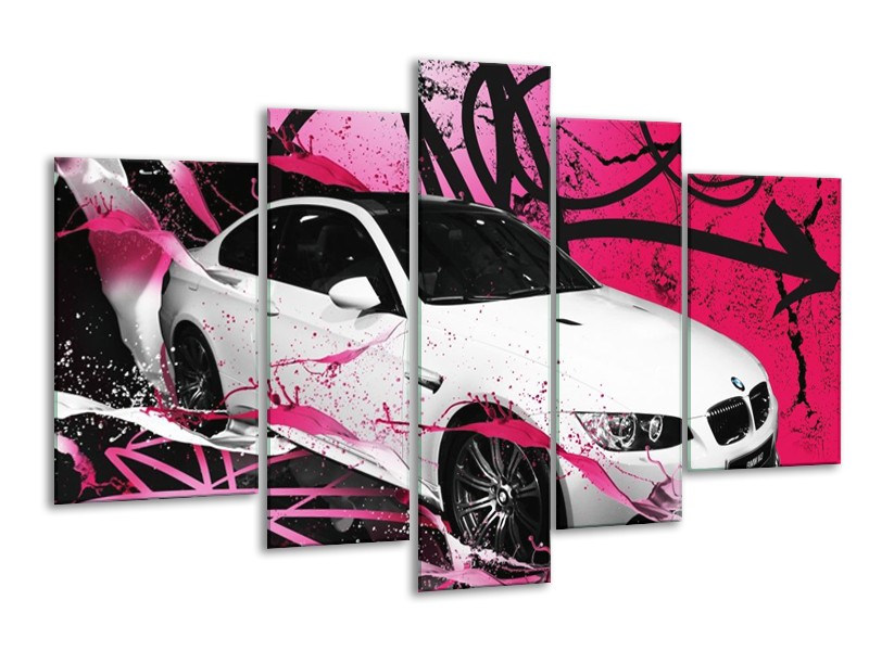 Glas schilderij BMW | Paars, Rood, Wit | 170x100cm 5Luik