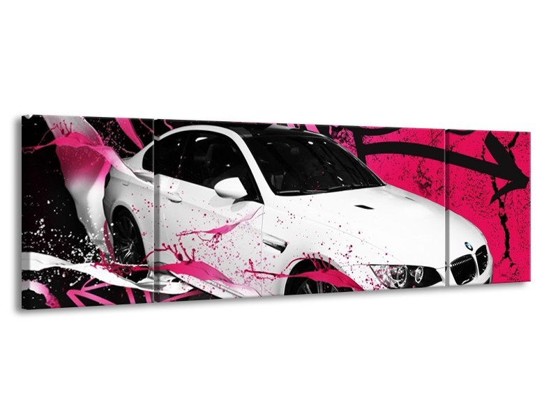 Glas schilderij BMW | Paars, Rood, Wit | 170x50cm 3Luik