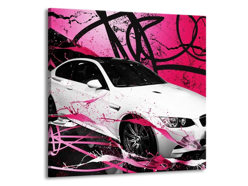 Glas schilderij BMW | Paars, Rood, Wit | 50x50cm 1Luik