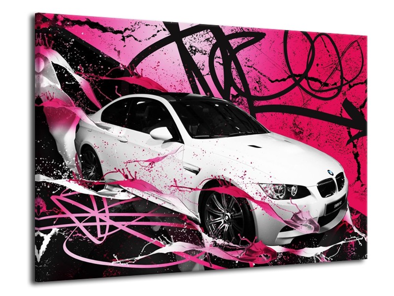 Glas schilderij BMW | Paars, Rood, Wit | 70x50cm 1Luik